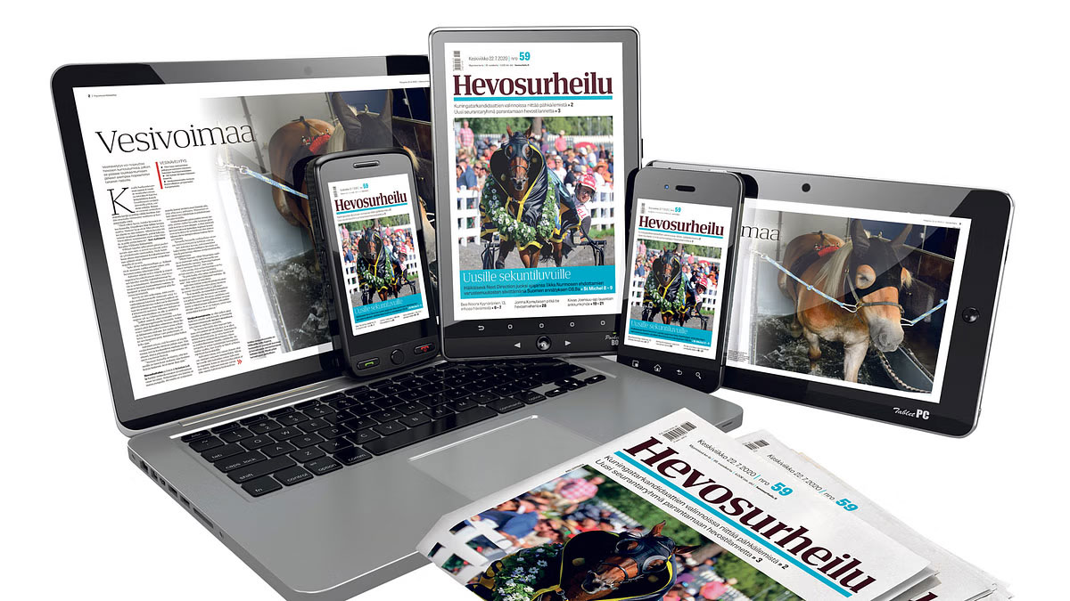 Hevosurheilu-lehti ilmestyy painetun median lisäksi digitaalisessa muodossa, joka on käytettävissä missä ja milloin vain millä tahansa laitteella.