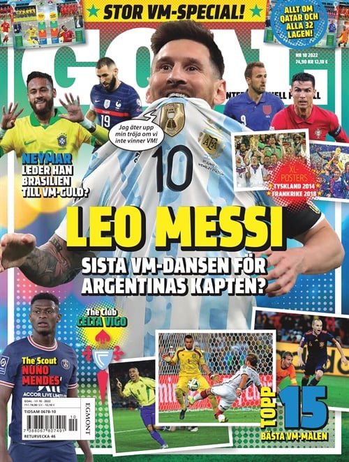 Myös ruotsinkielinen Goal-lehti on tilattavissa Suomeen. Tämän numeron kannessa Leo Messi.