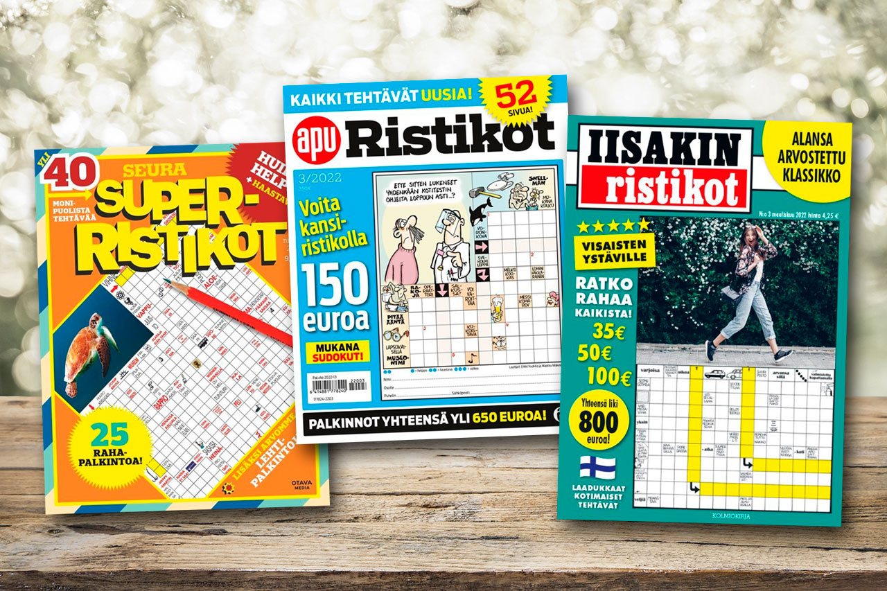 Tilaa parhaat ristikkolehdet, kuten Seura SuperRistikot, Apu Ristikot ja Iisakin Ristikot, tarjoushintaan Tilaa-lehti.fi-sivustolta.