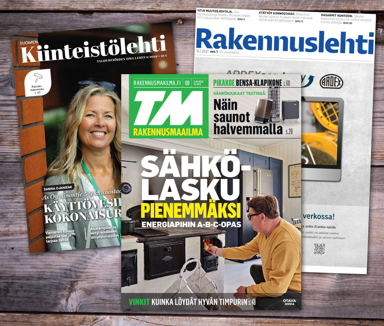 Suomalaisia rakennuslehtiä ovat mm. Kiinteistölehti, TM Rakennusmaailma ja Rakennuslehti.