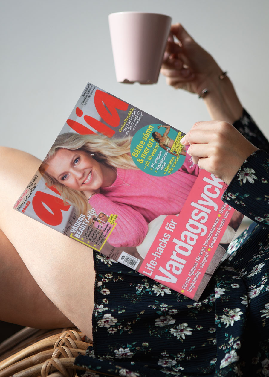 Ruotsissa ilmestyy monia erinomaisia naistenlehtiä, jotka on tilattavissa myös Suomeen, kuten kuvassa näkyvä Amelia-lehti.
